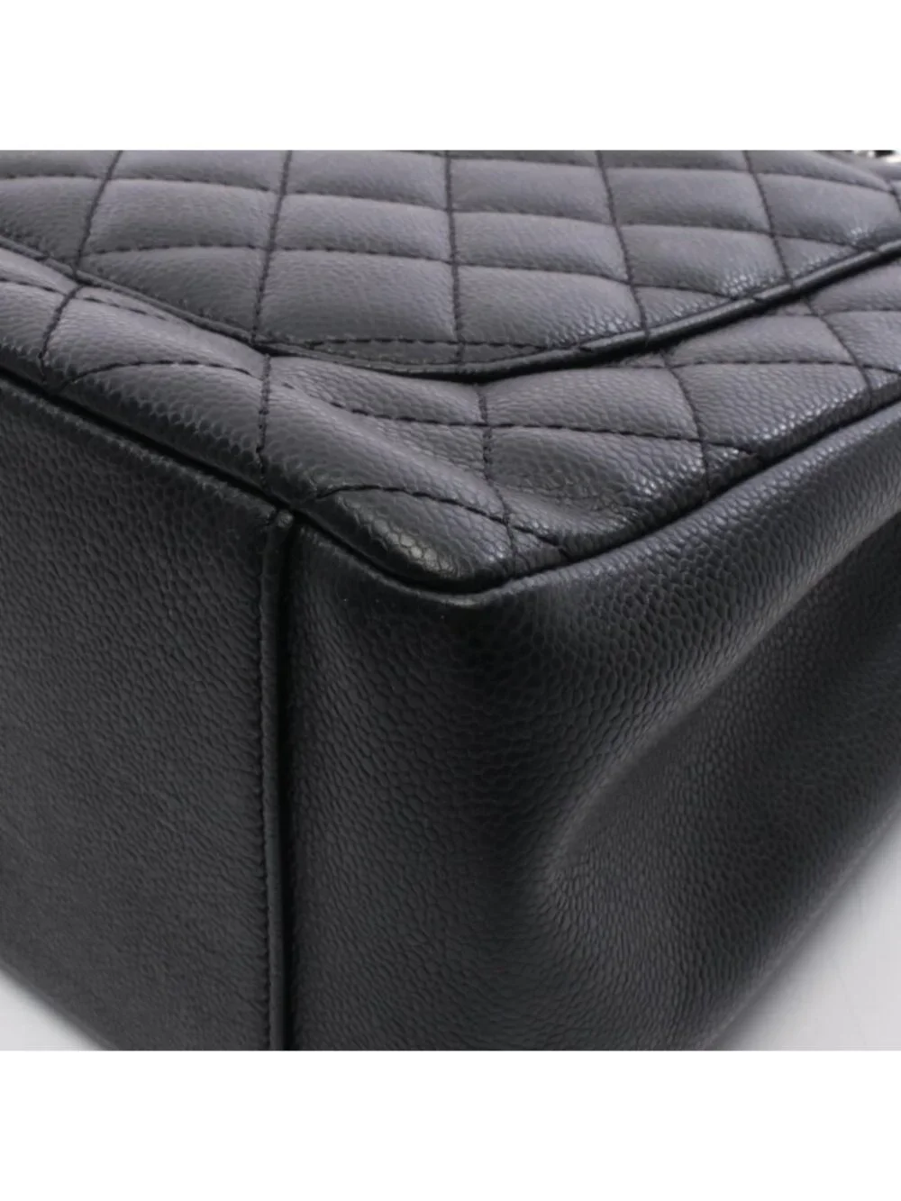 Chanel Tote Quilted Grand Shopping GST Black Caviar Leather Chain